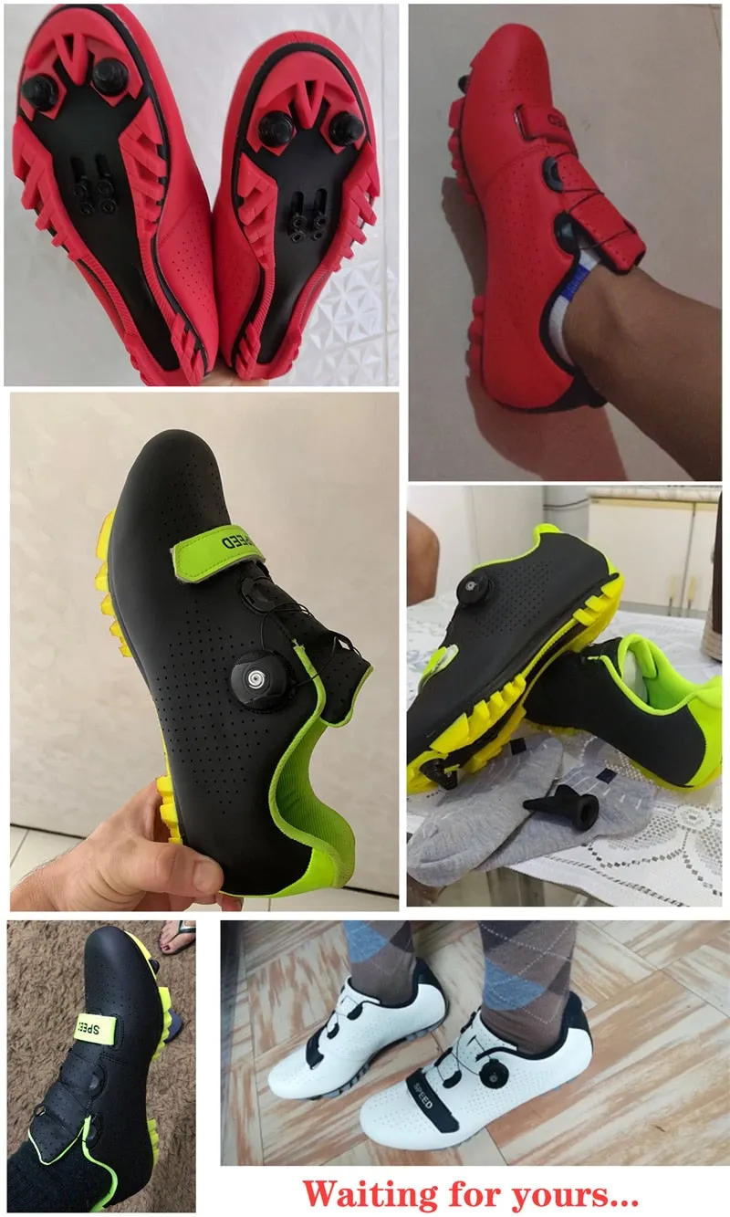 Carbon Fiber Breathable Triathlon Mountain Bike Sneakers Sport Road Racing Bicycle Spin Buckle Cycling Shoes