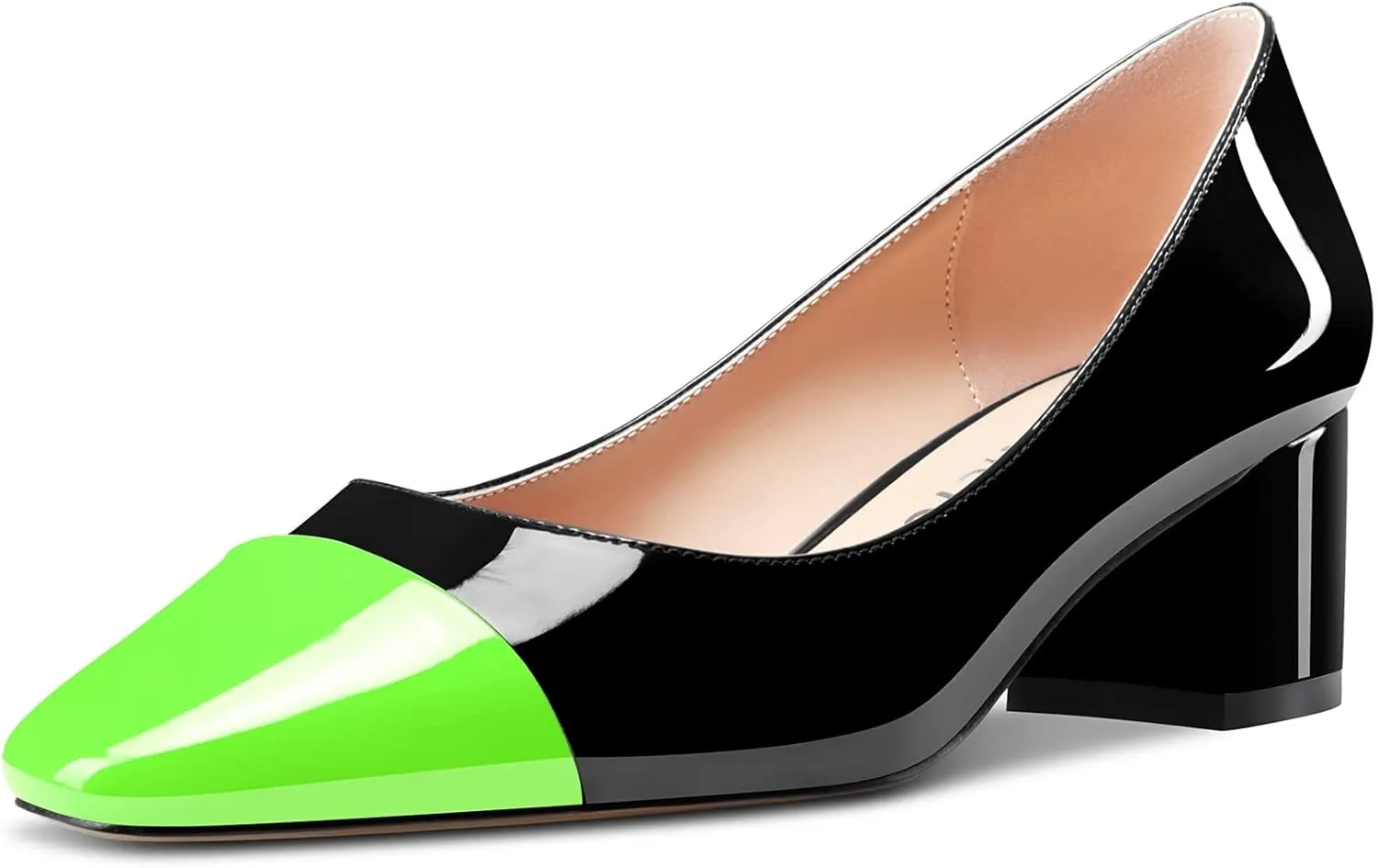 Castamere Women Mid Chunky Block Heel Square Cap Toe Slip-on Pumps Office Casual 2.0 Inches Heels