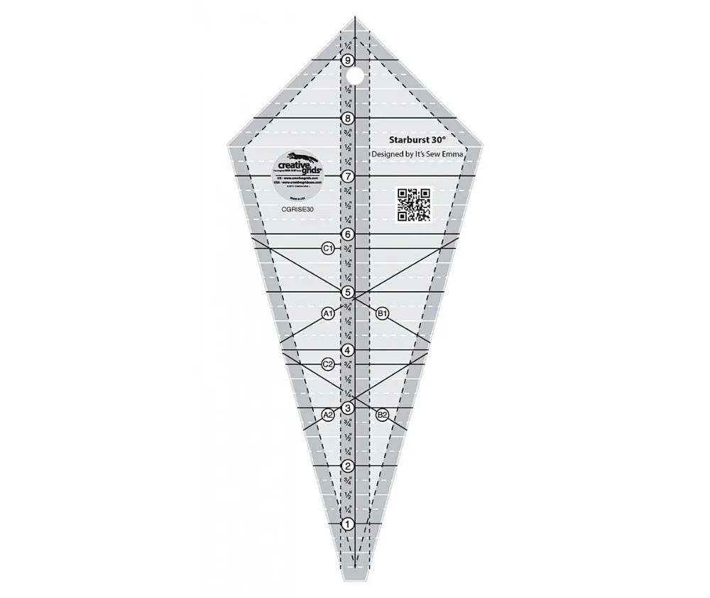 Creative Grids Starburst 30 Degree Triangle 9-1/2" Quilt Ruler