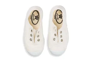 Darcie White Canvas Broderie Slip-ons