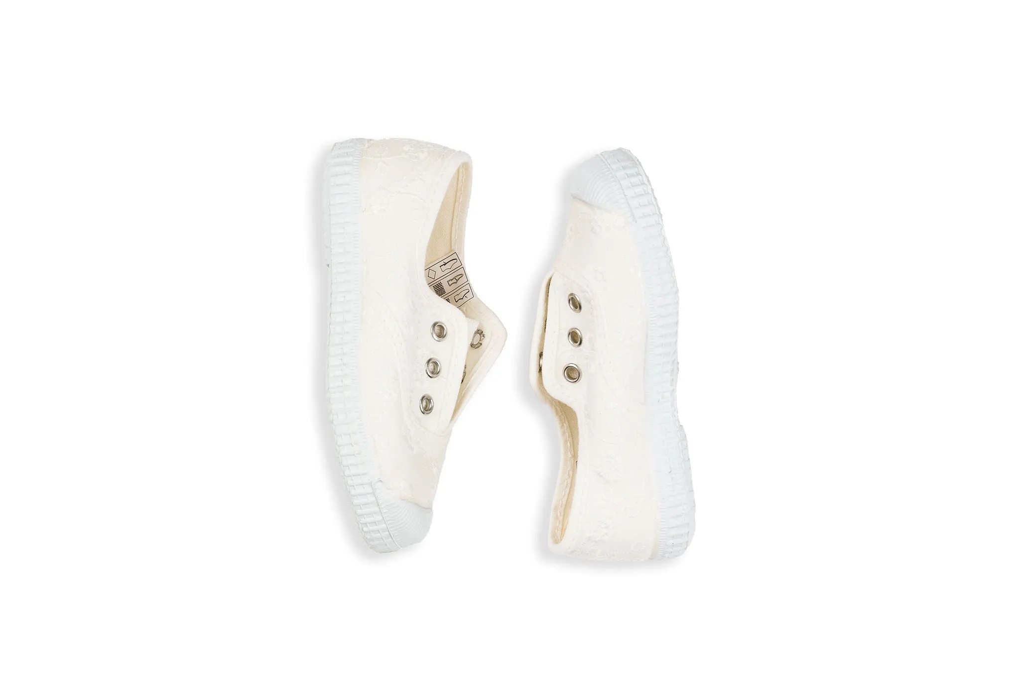 Darcie White Canvas Broderie Slip-ons