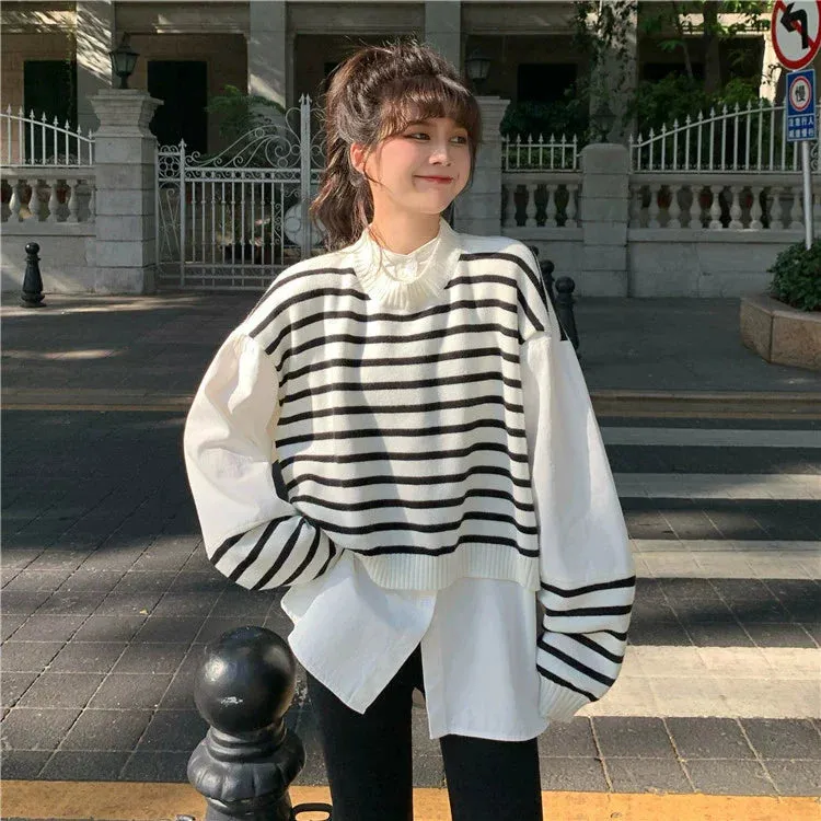 Fashionkova Sarita Patchwork Shirt Sweater