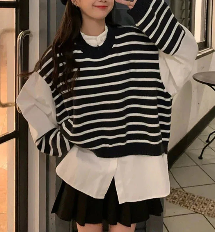 Fashionkova Sarita Patchwork Shirt Sweater