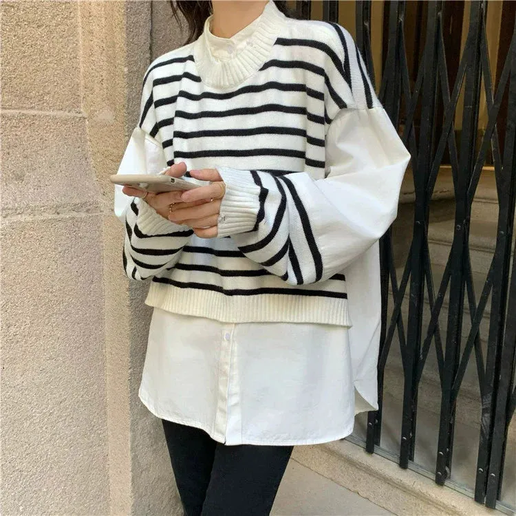 Fashionkova Sarita Patchwork Shirt Sweater