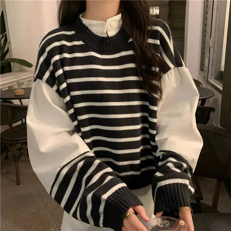 Fashionkova Sarita Patchwork Shirt Sweater