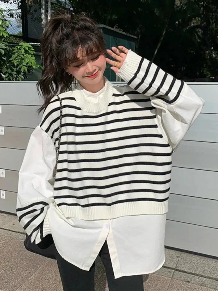 Fashionkova Sarita Patchwork Shirt Sweater