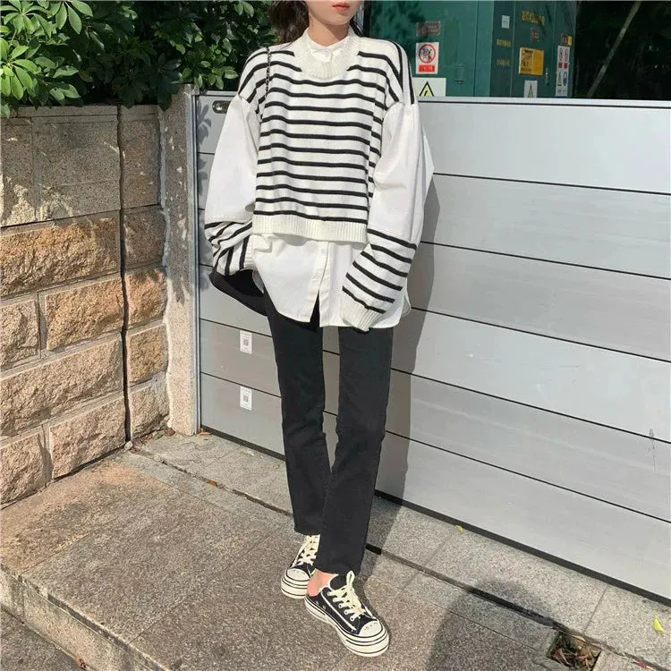 Fashionkova Sarita Patchwork Shirt Sweater