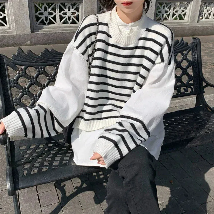 Fashionkova Sarita Patchwork Shirt Sweater