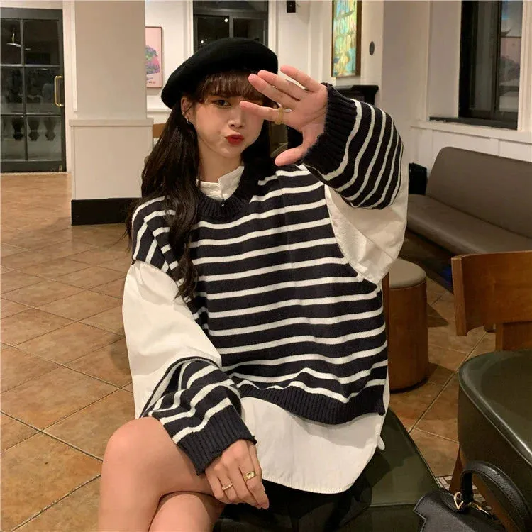 Fashionkova Sarita Patchwork Shirt Sweater