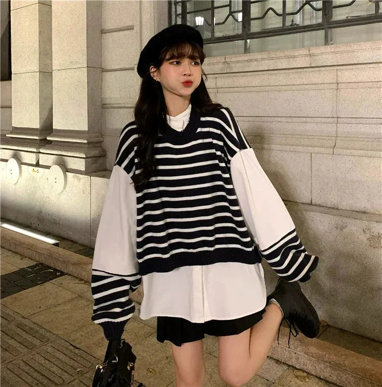 Fashionkova Sarita Patchwork Shirt Sweater