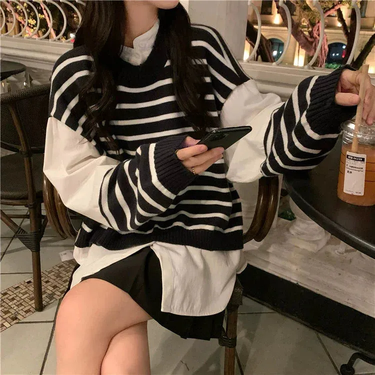 Fashionkova Sarita Patchwork Shirt Sweater