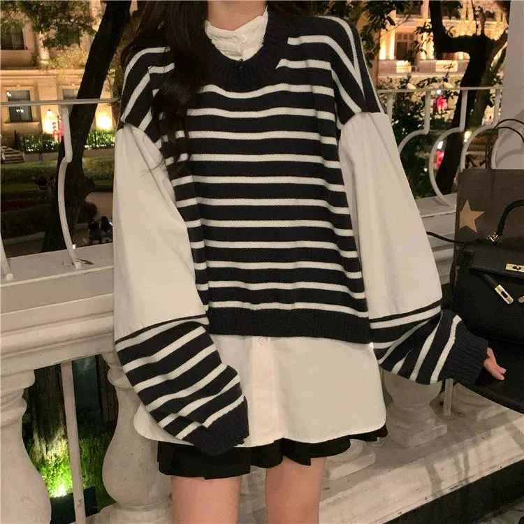 Fashionkova Sarita Patchwork Shirt Sweater