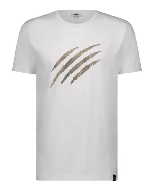 Fine Cotton T-shirt with Crystal Claw Embellishment - White