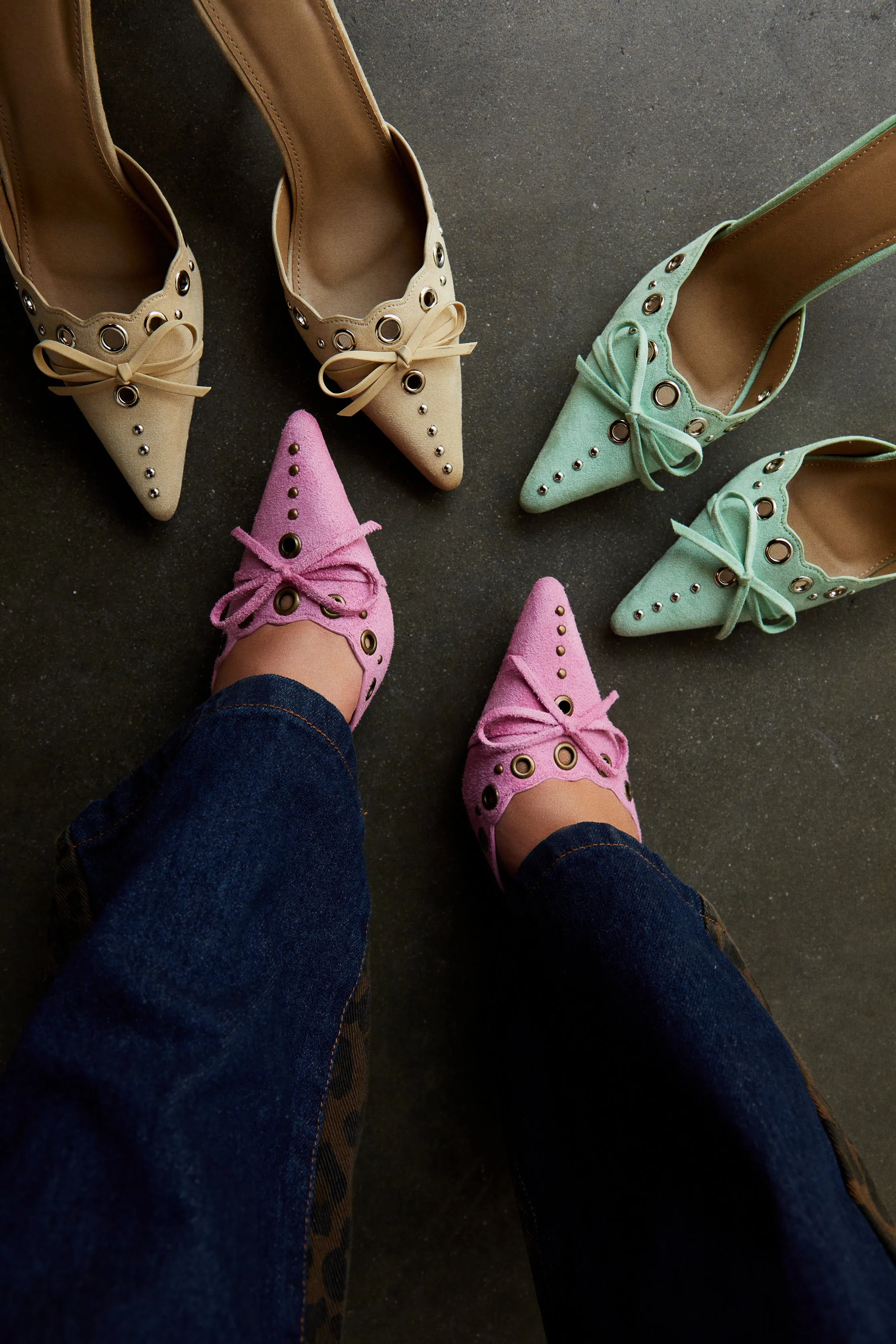 Jasmyn Mid Heel Mule Pumps - Pink