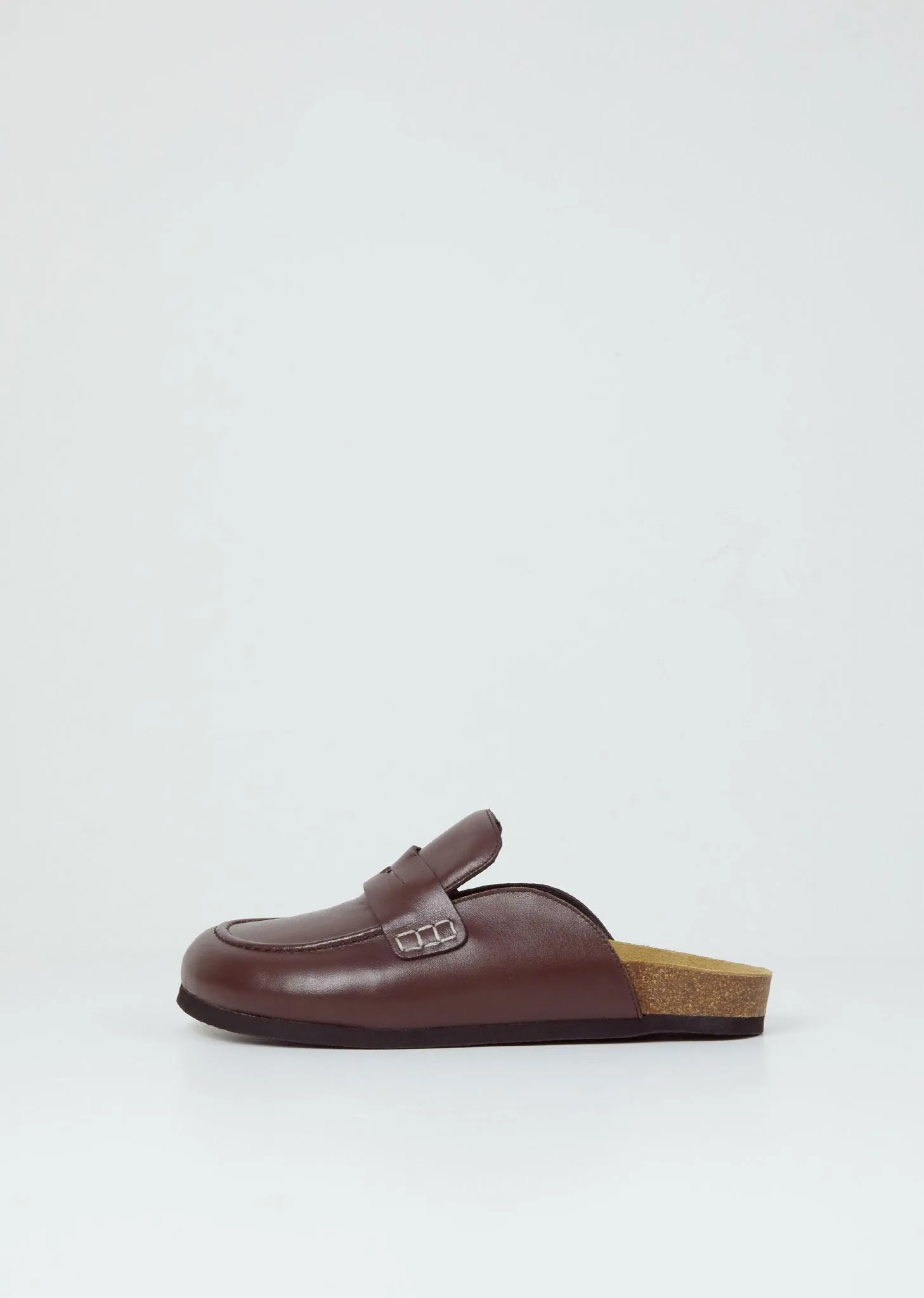 Leather Loafer Mules — Brown