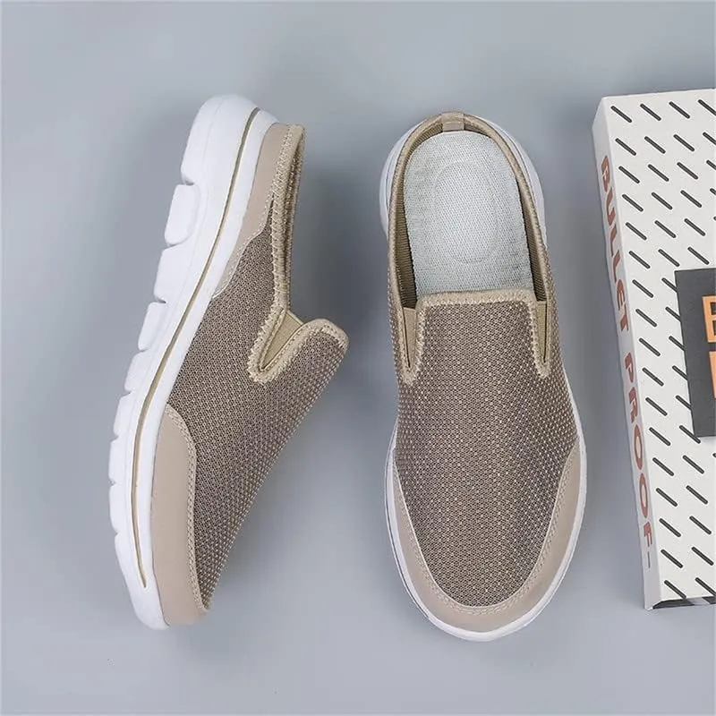 LLTMALL Mens Open Back Walking Sneaker Slippers Comfortable Mesh Knit Slip On Indoor Outdoor Mules
