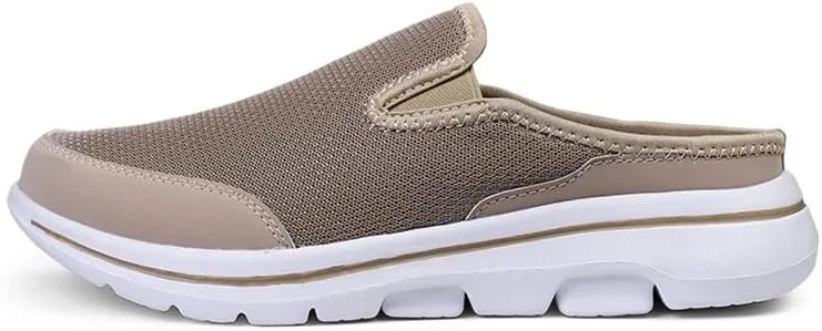 LLTMALL Mens Open Back Walking Sneaker Slippers Comfortable Mesh Knit Slip On Indoor Outdoor Mules