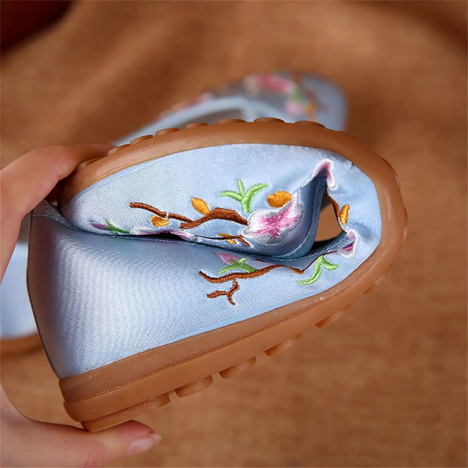 LUXINYU Women's Slip on Flats,Traditional Chinese Style Embroidered Round Toe Ballet Flats Shoes
