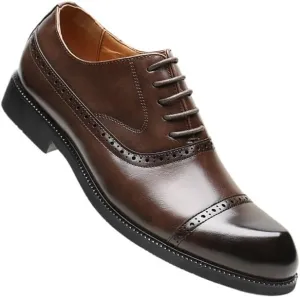 New Men's Casual Oxford Shoes, Two-Tone Patchwork Leather Flats, Breathable Luxury Dress Shoes for Men, Black Brown Lace-up Shoes