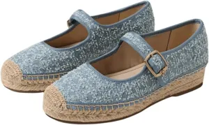 Platform Espadrilles for Women Mary Jane Espadrilles Flats Woven Ballet Flats Canvas Summer Shoes