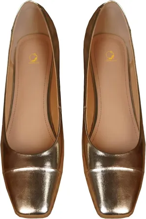 SHODENSE Women Cap Toe Flats Metallic Slip On Ballet Flats Square Closed Toe Comfortable Two-Toned Dress Flats Colorblock Flat Heel Work Shoes Office Ladies Patchwork Bridal Wedding Casual 4-13 M US
