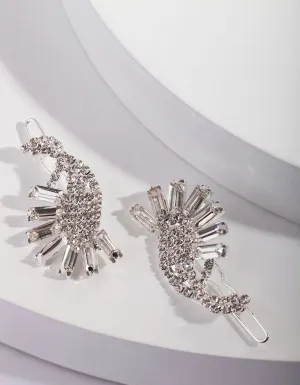 Silver Crystal Paisley Hair Clip Pack