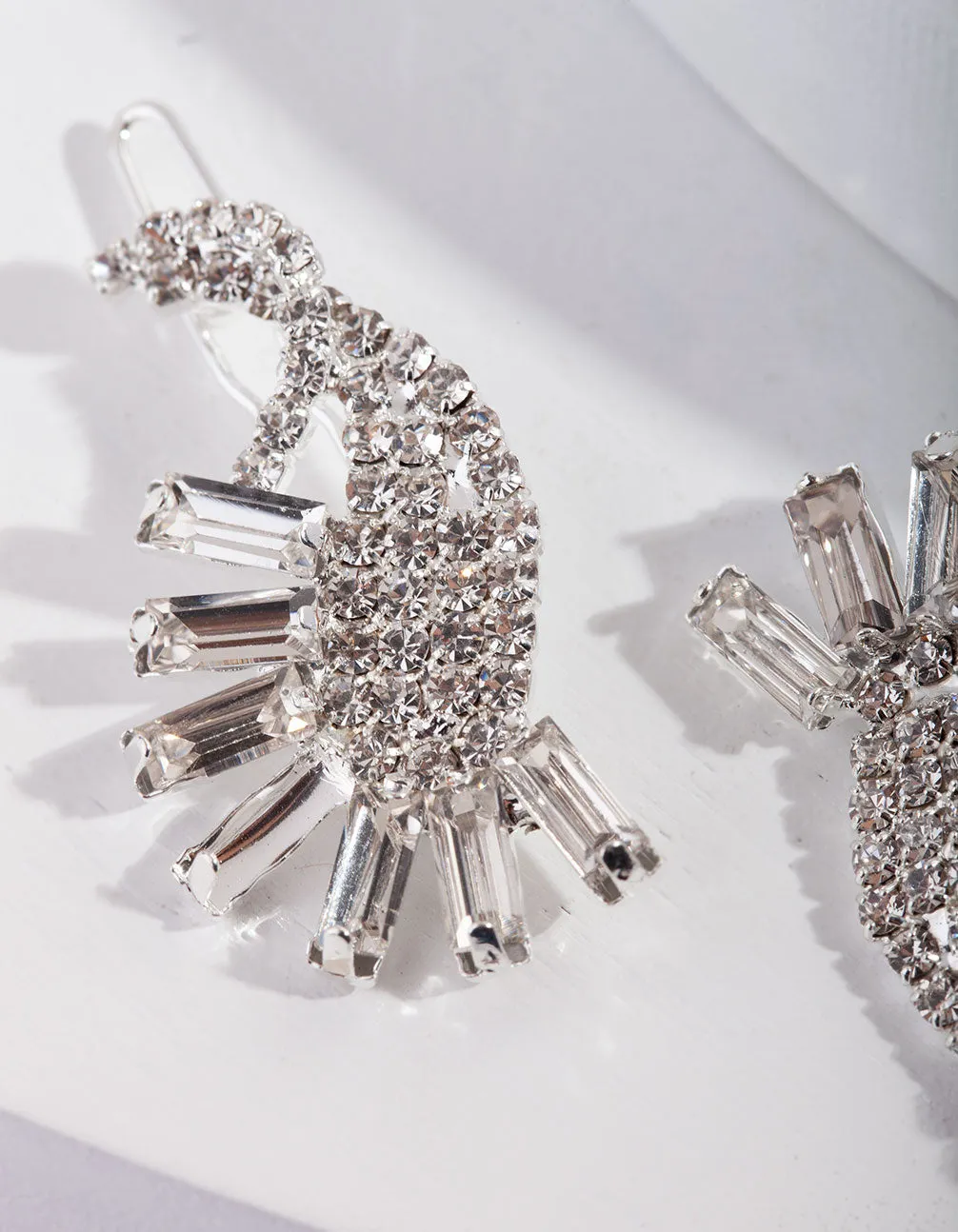 Silver Crystal Paisley Hair Clip Pack