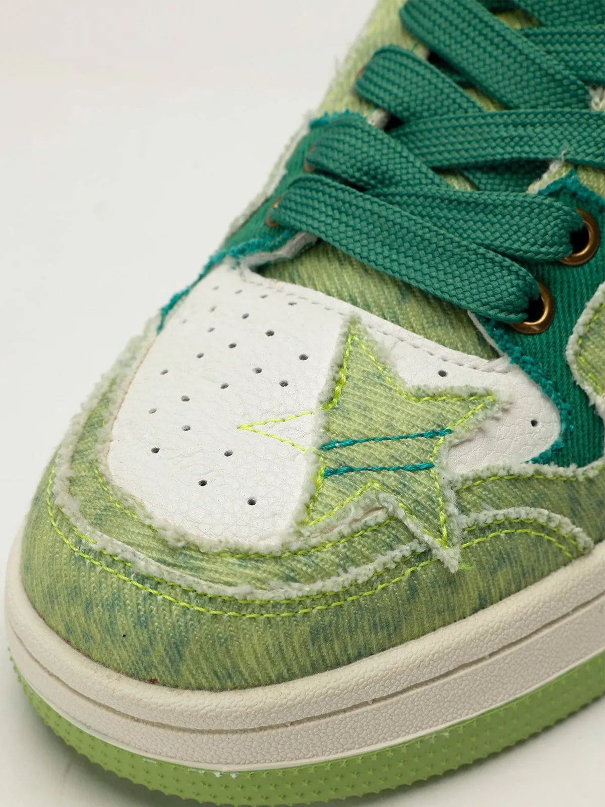 StarryClimb Patchwork Avocado Green Star Skate Shoes