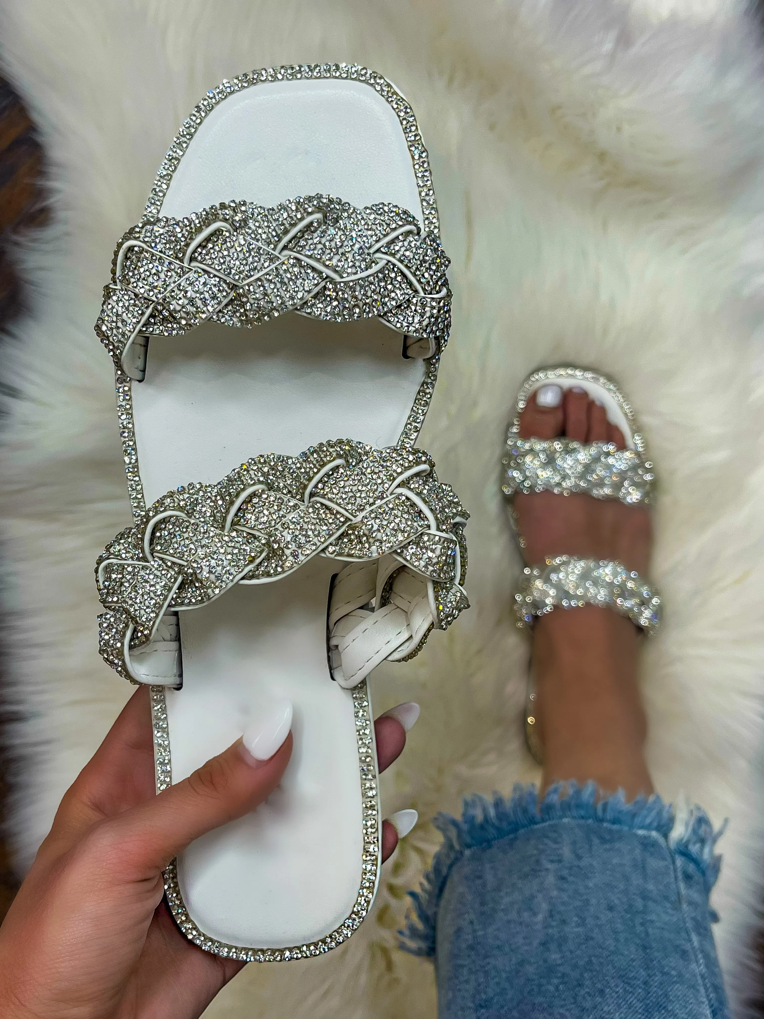 Summer Rhythm Rhinestone Sandal - White