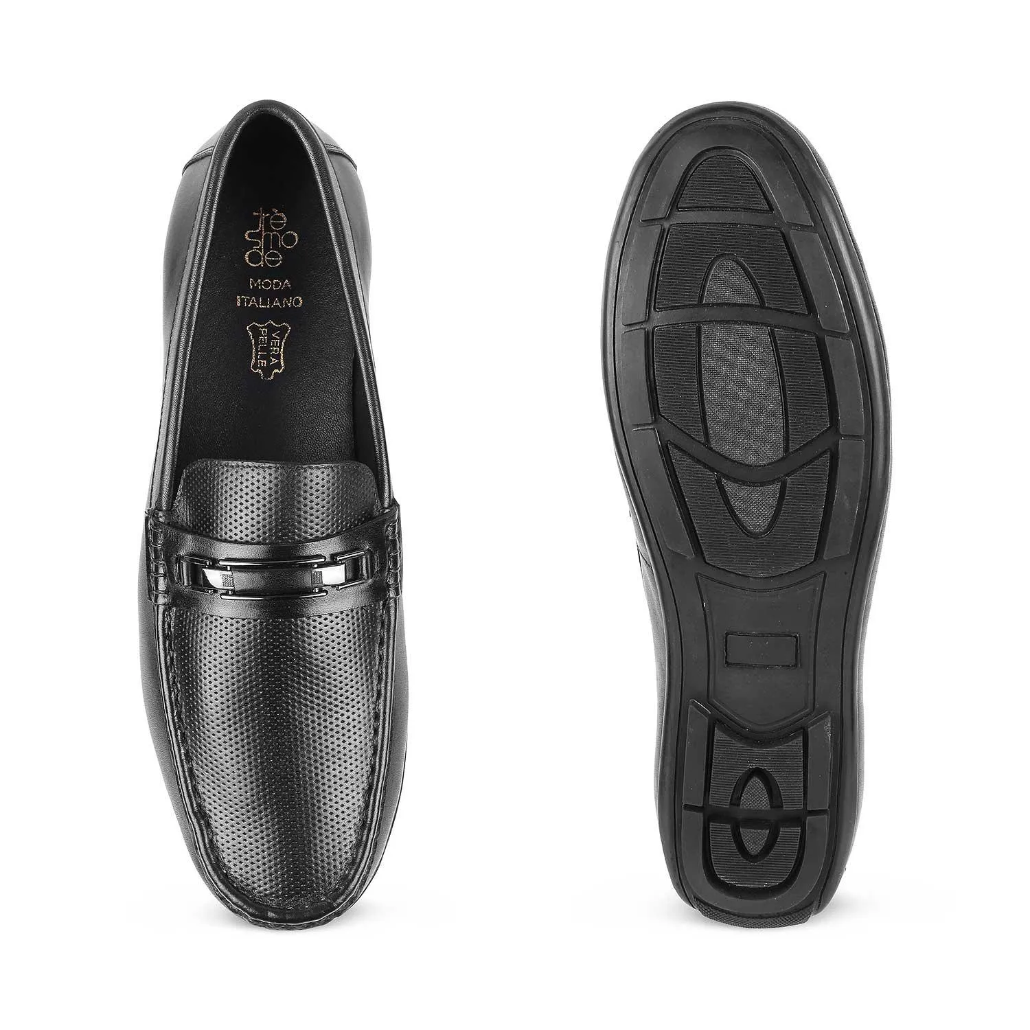 Premium Abia Black Leather Driving Loafers for Men by Tresmode