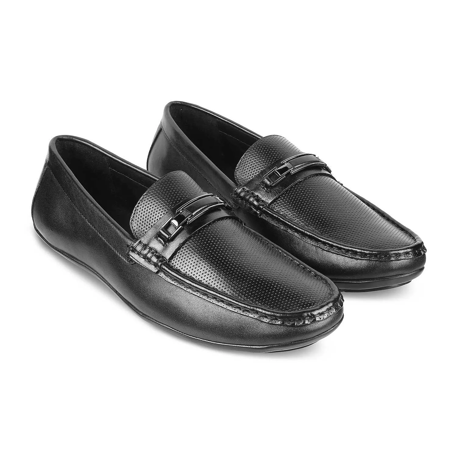 Premium Abia Black Leather Driving Loafers for Men by Tresmode