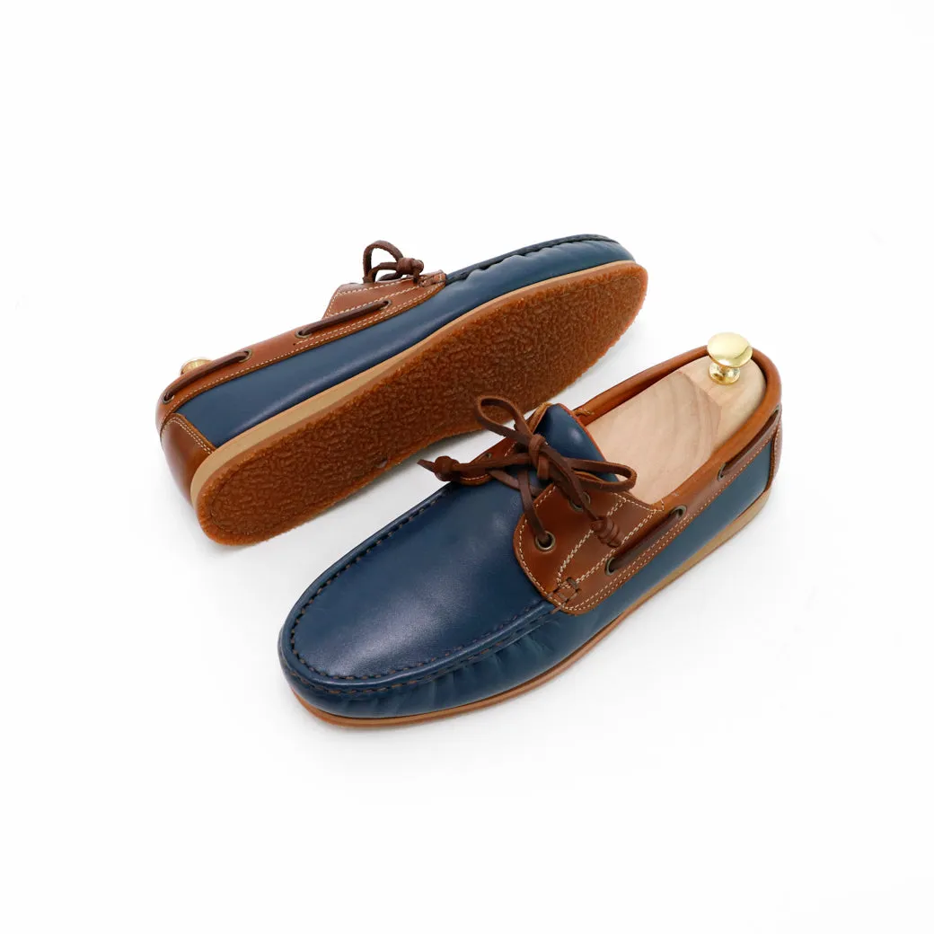 The Punter's Boat Shoes - Navy and Beige