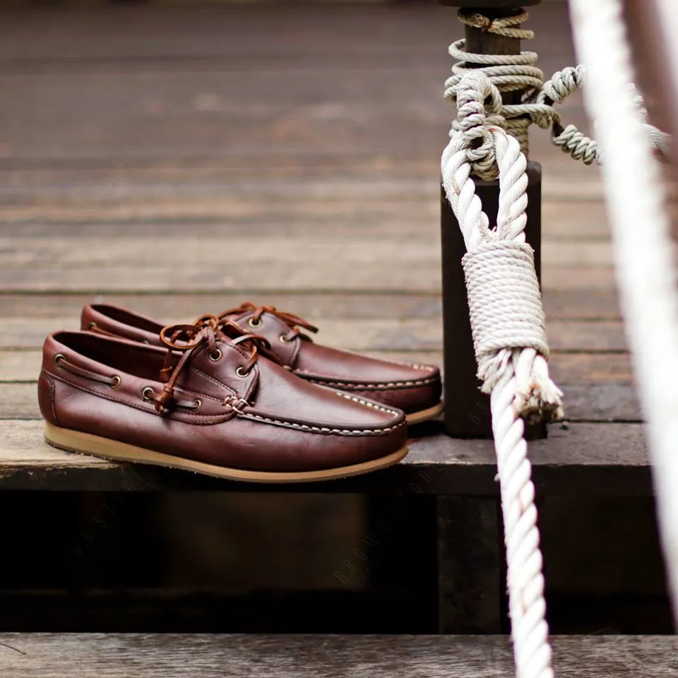 The Punter's Boat Shoes - Oil Leather Brandy Brown
